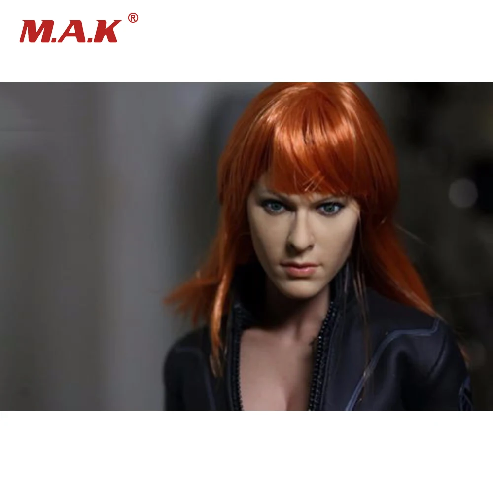 1/6 Female Head Sculpts with Red Long Hair Model Toys For 12" Action