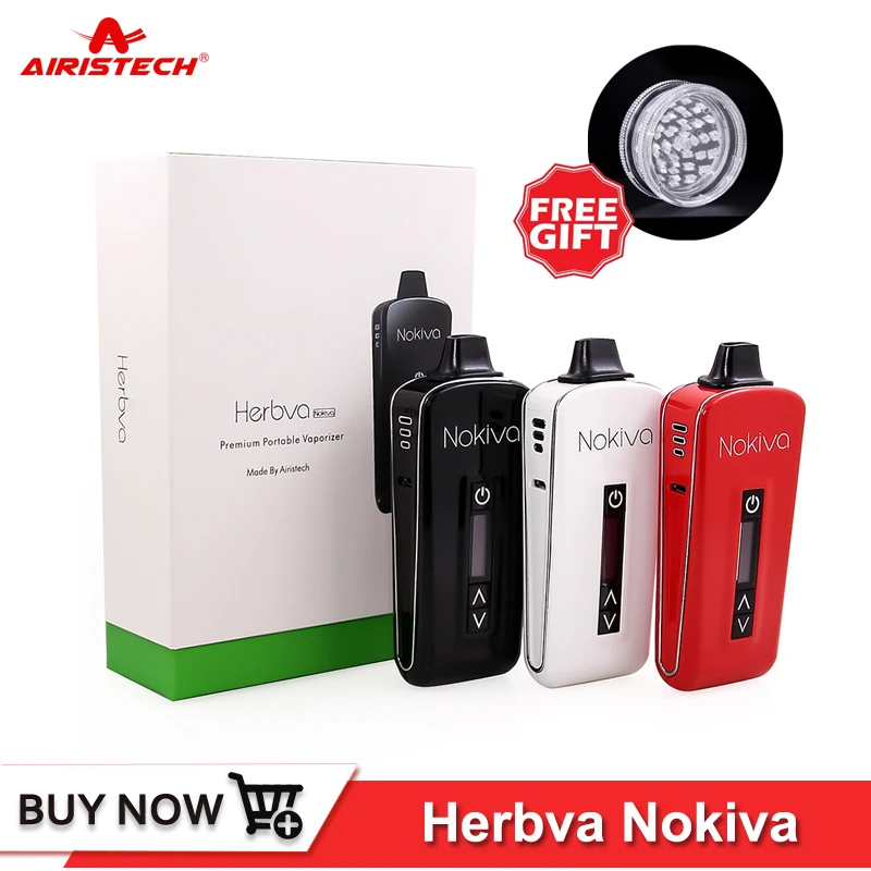 

Original Airistech Herbva Nokiva Vaporizer vape Pen ceramic coil heating chamber OLED Touch Screen Nokiva E-Cigarette Kit