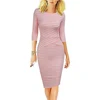 REPHYLLIS Women 3/4 Sleeve Striped Summer Work Business Cocktail Party Office Casual Bodycon Sexy Dress ► Photo 3/6
