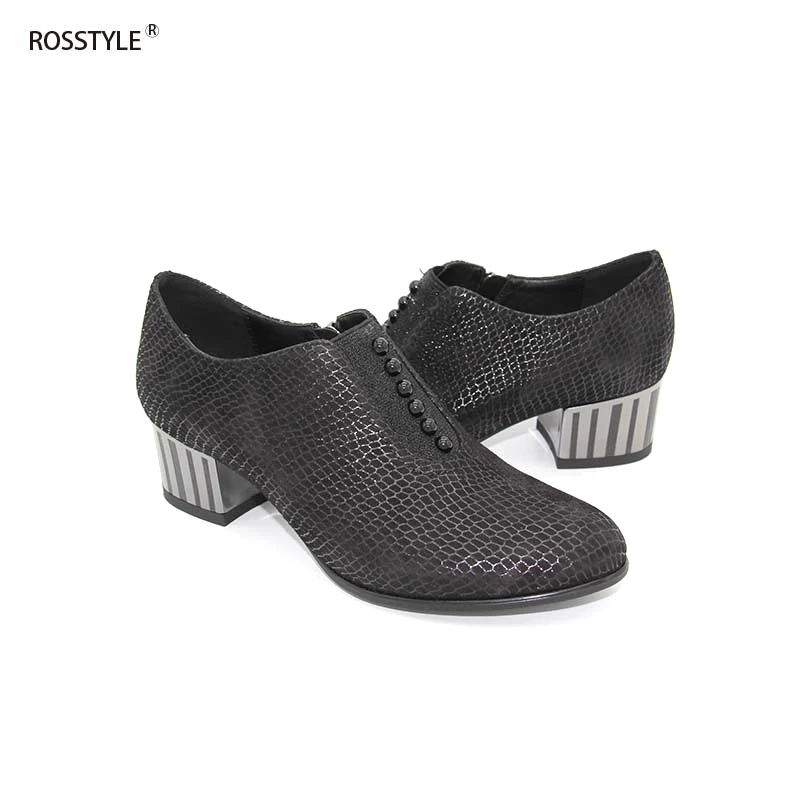 Pumps Rosstyle Zipper Paw Weiche Schuhe Echtes Elegant High Handmade Shoesc4 Frauen SchwarzBlau Fretwork Heel Leder Kappe Runde wlZTXukOPi