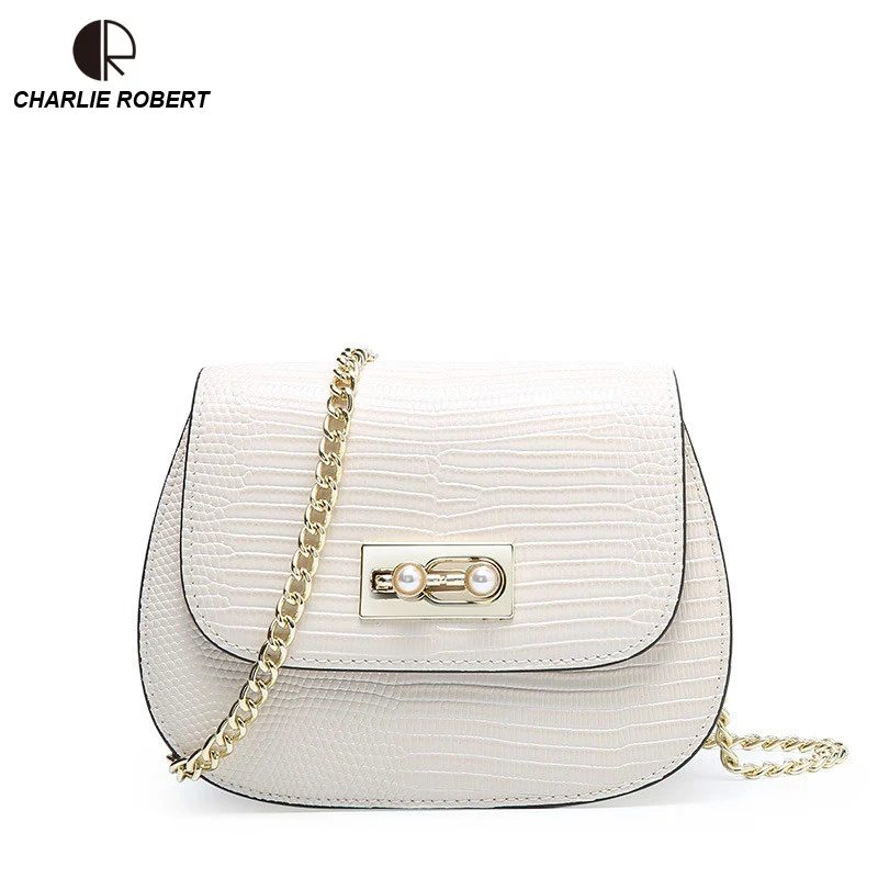 

2019 New High Quality Leather Luxury Design Shoulder Bag Summer Fashion Style Shell Pearl Buckle Crossbody Bags