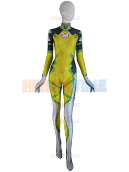 

G D.VA Lemon Lime Costume Spandex Print Game Girl Cosplay Costume Tight Lady Superhero Costume Custom Made