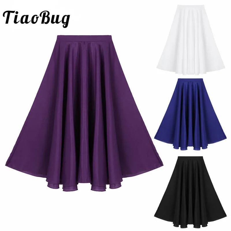 

TiaoBug Kids Contemporary Lyrical Dance Costumes Maxi Full Circle Skirt Girls Stage Performance Ballerina Party Long Dance Skirt