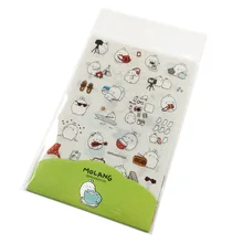 Ensemble d'autocollants Molang en Pvc, étiquette Kawaii, dessin animé de pomme de terre lapin II, pour journal intime des étudiants, bricolage, vente au détail, 6 pièces/lot