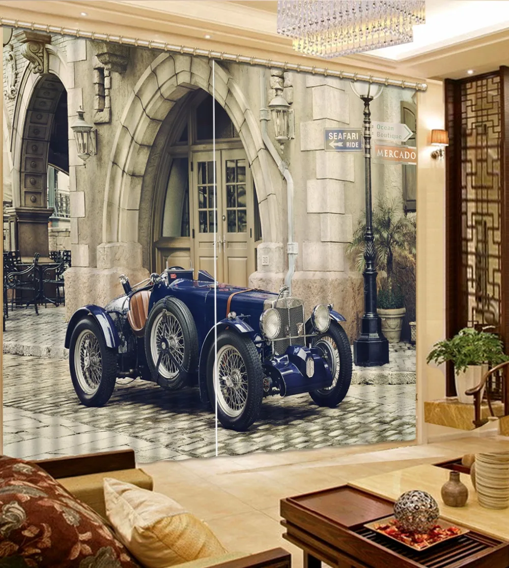 Classic Children Room Curtains car decoration 3D Curtains For The Living Room Bedroom Retro