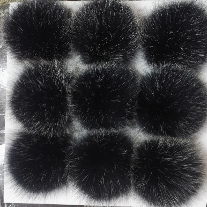 9pcs/lot 8cm Natural Real Fox Fur Ball Pom Poms Fluffy Fur Pompom DIY For Women Kids Winter Hat Skullies Beanies Knitted Cap