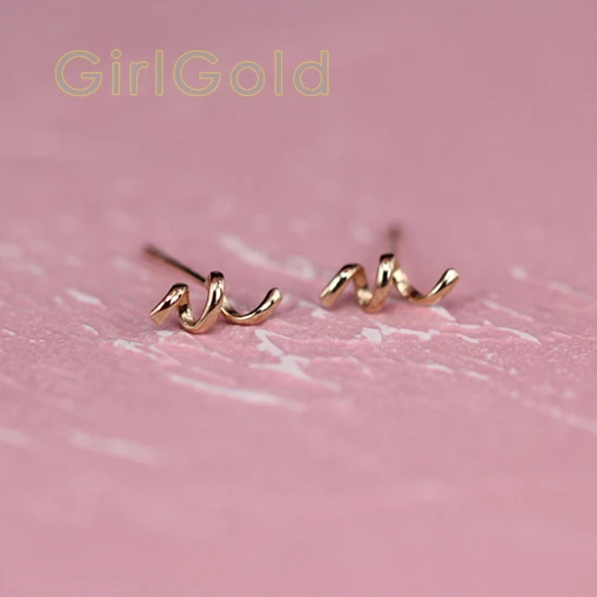 

14K Solid Gold Spring twirl Stud Earring super dainty mini minimal