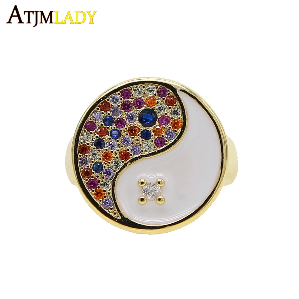Women 18K Yellow Gold Filled Pearl Crystal Flower Rings Men Rings JZ009