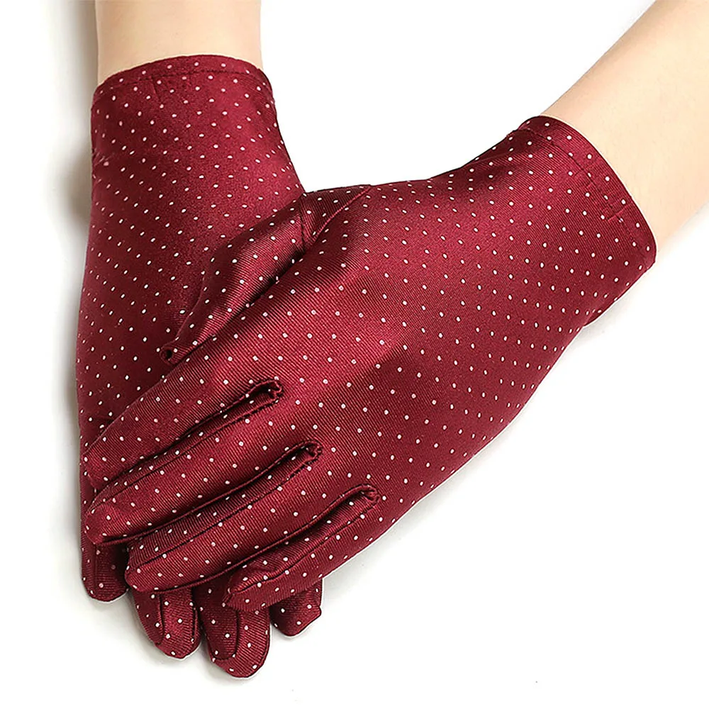 

2019 New Arrival Cotton Summer Women Driving Sun Protection Wrist Gloves Mittens Dot Elastic Gloves