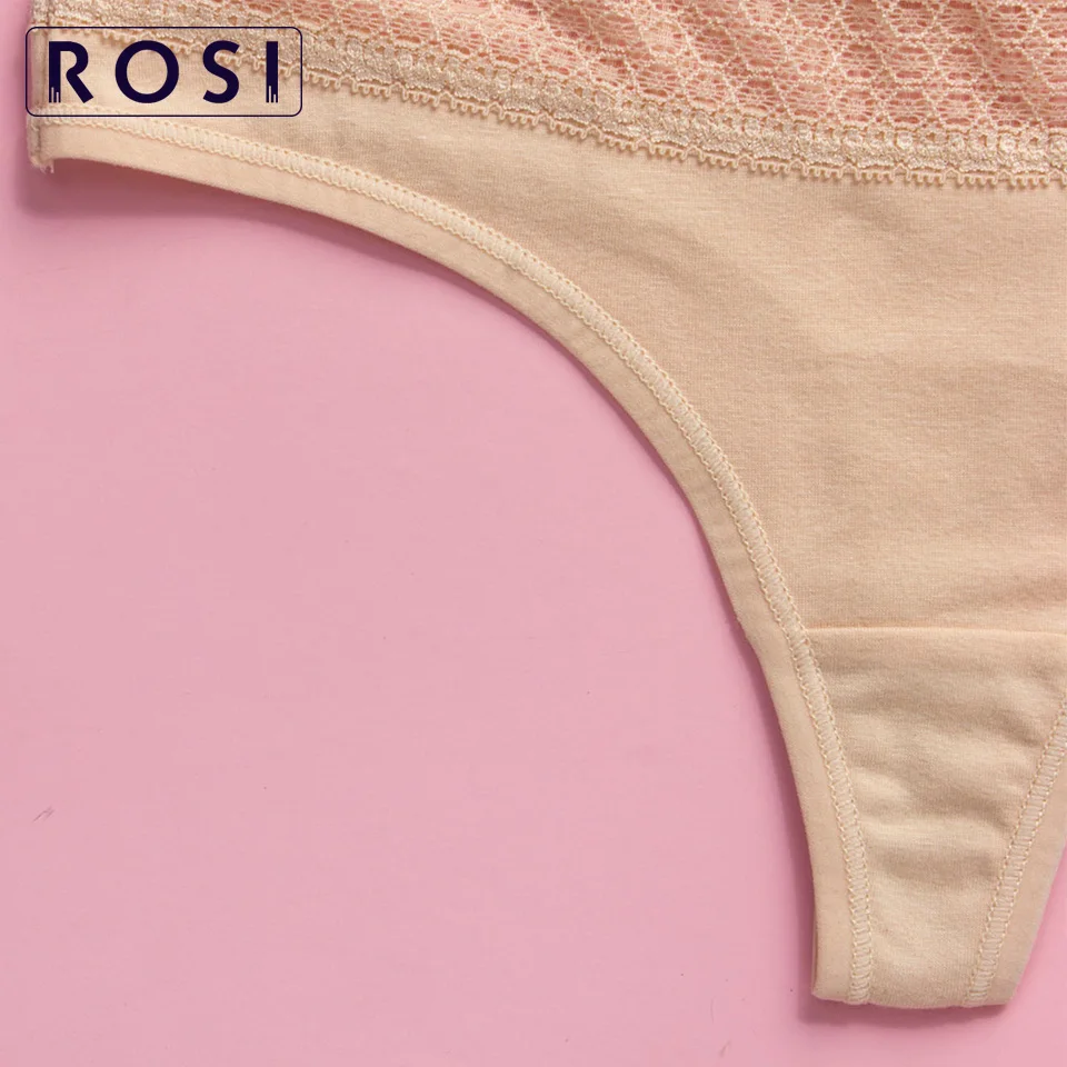 ROSI 3 шт. сексуальные женские хлопковые g стринги трусики кружевные бесшовные