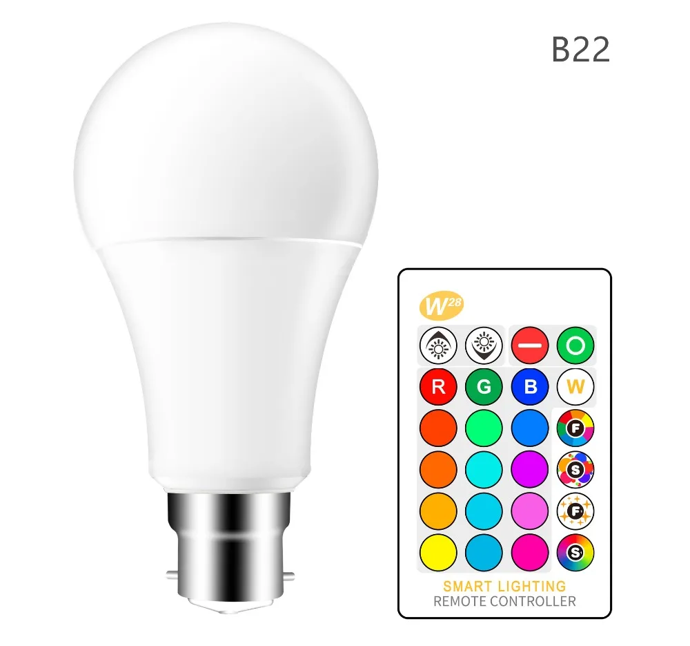 RGB Светодиодная лампа RGBW RGBWW с регулируемой яркостью E27 B22 85 265V Волшебная цветная