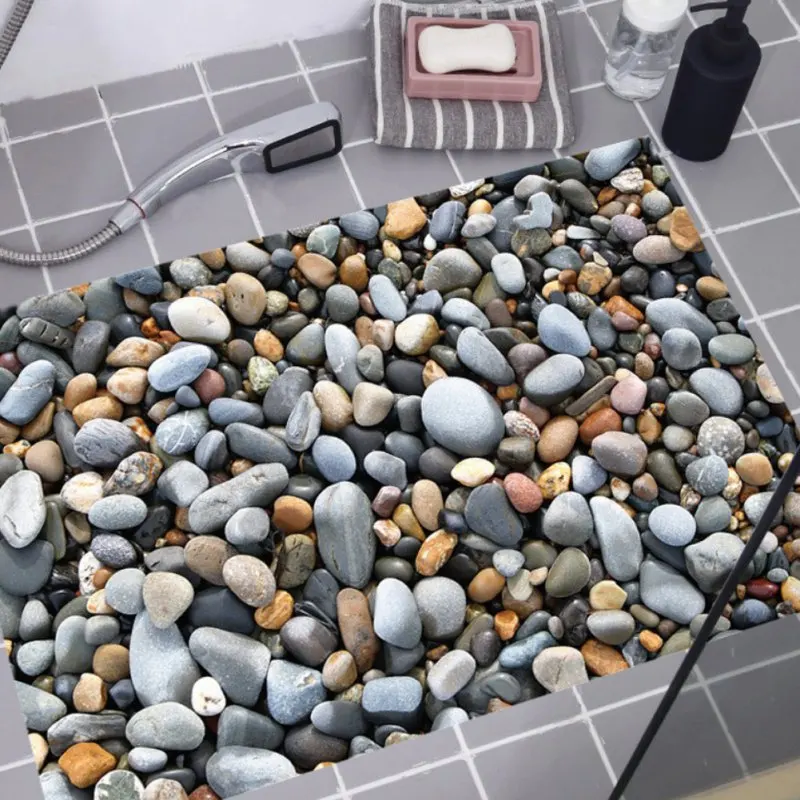 3D Cobblestone Floor Sticker Removable Mural Decals Wall Decoration Vinyl DIY Modern Bathroom Home Art Living Room Decor 50*70cm