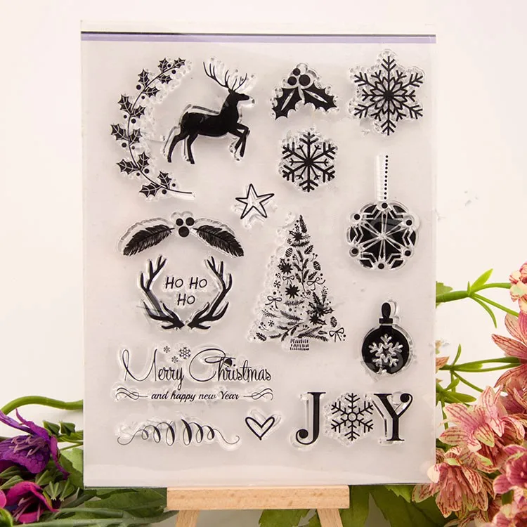 

scrapbook DIY hello merry christmas sellos 14x18 cm ACRYLIC clear STAMPS FOR PHOTO timbri SCRAPBOOKING stamp carimbo