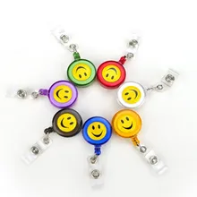 Compact Design Smiling Face ID Holder Name Tag Card key Badge Holder Retractable Round Solid Translucent ID Holder