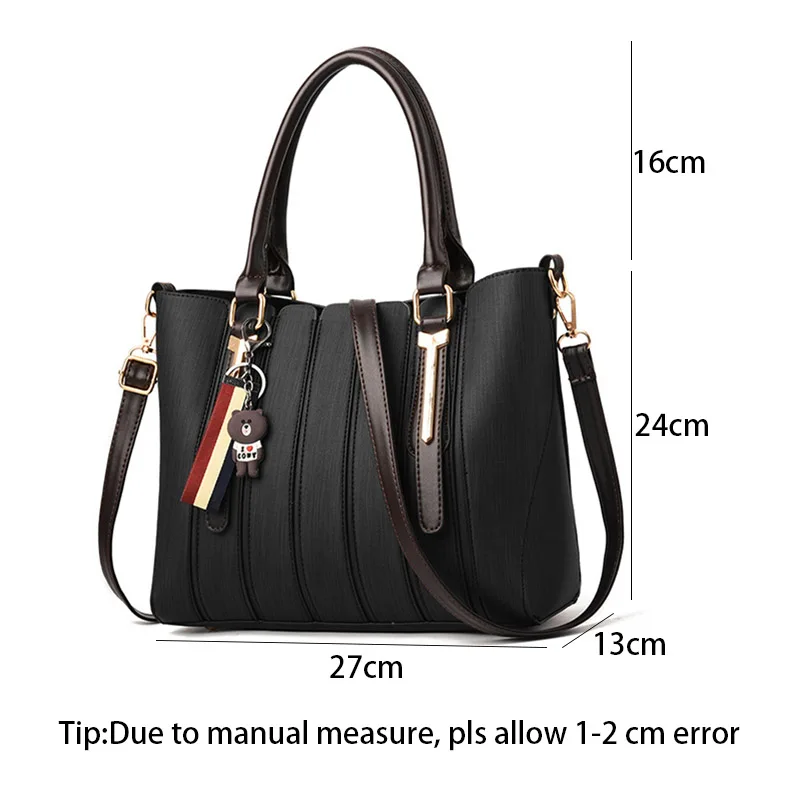 Women Handbag Stitching Style Bolsos Mujer Luxury Handbags Women Bag Designer Bear Pendant Crossbody Bag Sac A Main Totes SS7143 (12)