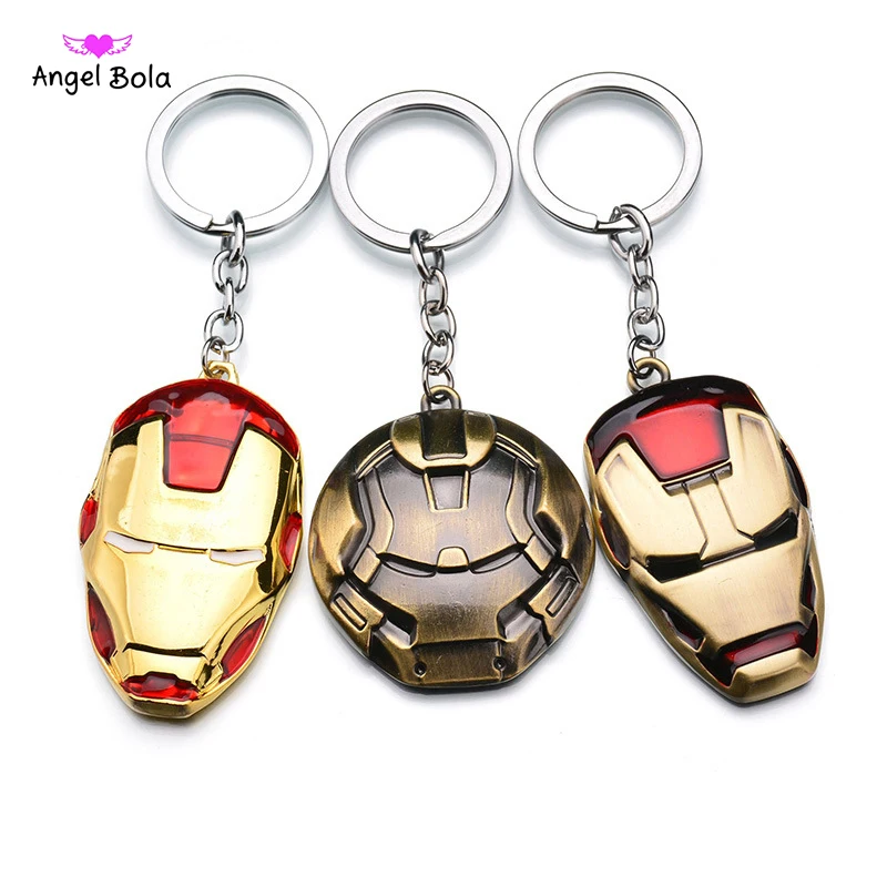 Marvel Super Hero The Avengers Iron Man Mask Metal Pendent Keychain