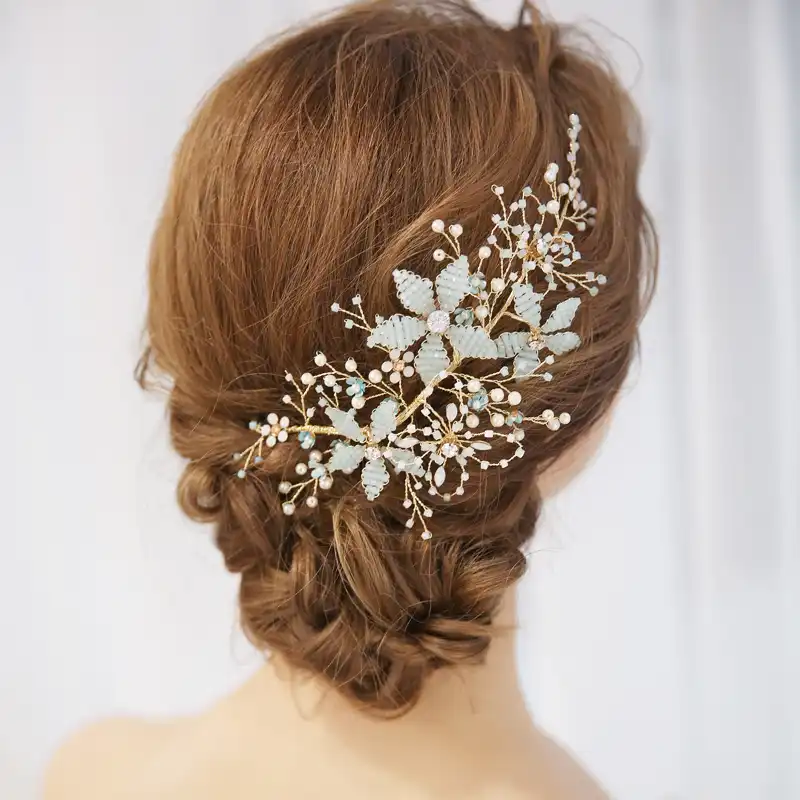 light blue wedding hair accessories