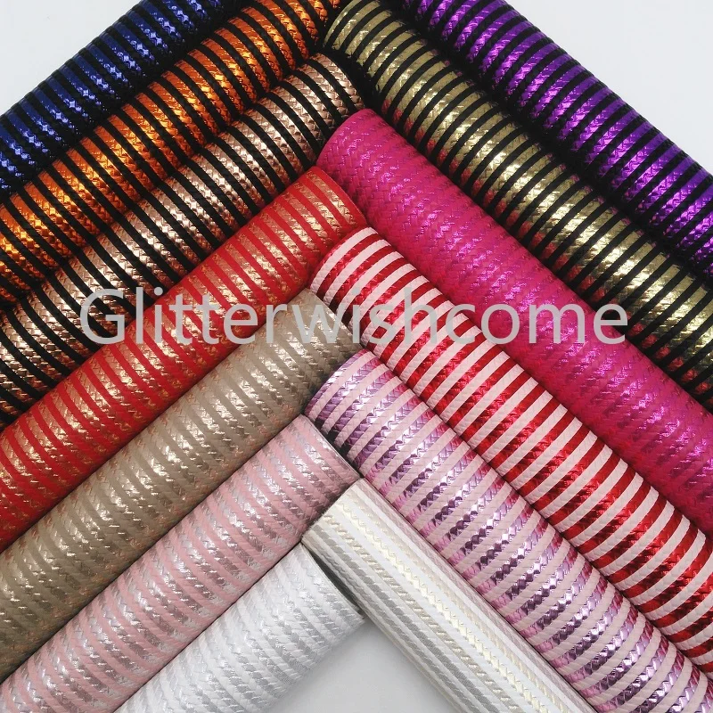 

Glitterwishcome 21X29CM A4 Size Faux Leather Sheet, Synthetic Leather, Printed Stripes Faux Fabric Sheets for Bows, GM388A