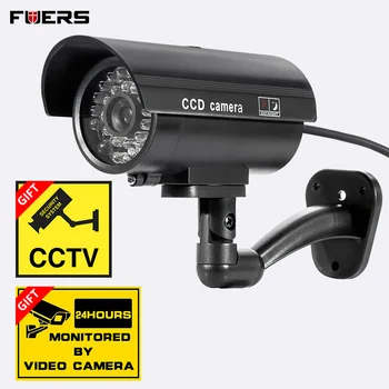 

FUERS Fake Surveillance Camera Model Simulation Outdoor Waterproof Dummy CCTV With Flashing LED Light for Home Safety
