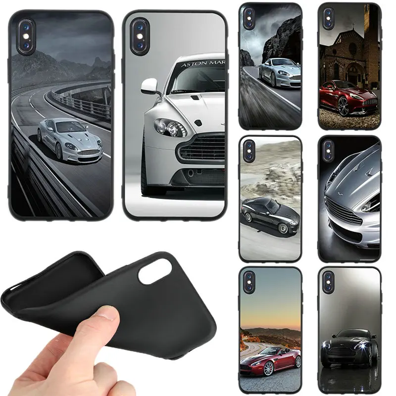

Aston Martin Car Design Soft TPU Black Matte Mobile Phone Cases Cover for iPhone X XR XS Max 10 7 6 6s 8 Plus 4 4S 5 5S SE Bags