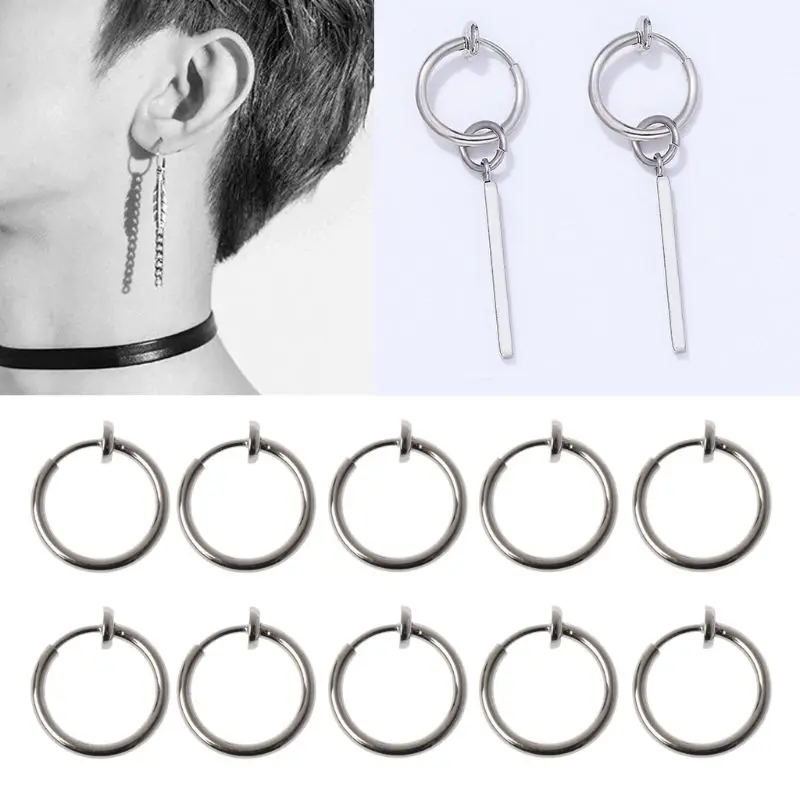 

10Pcs Sliver Earring Converters No Ear-hole DIY Clip On Circle Hoop Earrings DIY Charms Jewelry Findings Jewelry Making