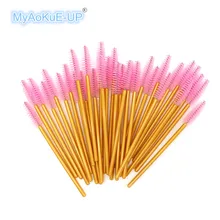 

200 pcs Makeup Tools Disposable Brushes Golden Pink Brushes Nylon Material Eyelash Extension Mascara Wand Applicator tool
