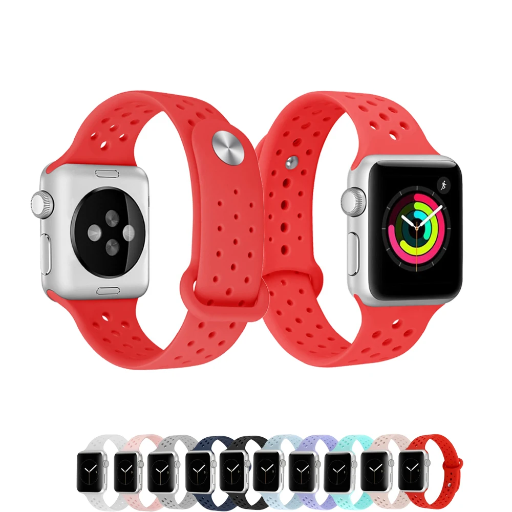 

Silicone strap For Apple watch band 42mm 38mm iwatch 3/2/1 bracelet sport wrist watch belt Rubber watchband Nike+metal knot