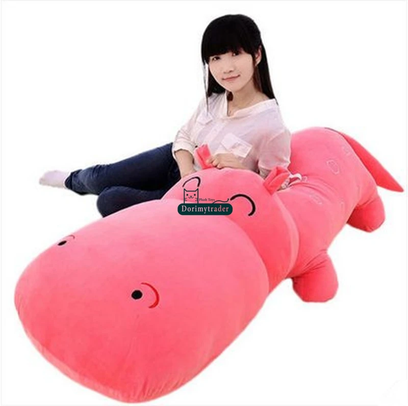 Dorimytrader Hot Biggest 180cm Cute Soft Animal Hippo Plush Toy 71'' Huge Stuffed Cartoon Hippos Pillow Doll Baby Present DY61502 (5)