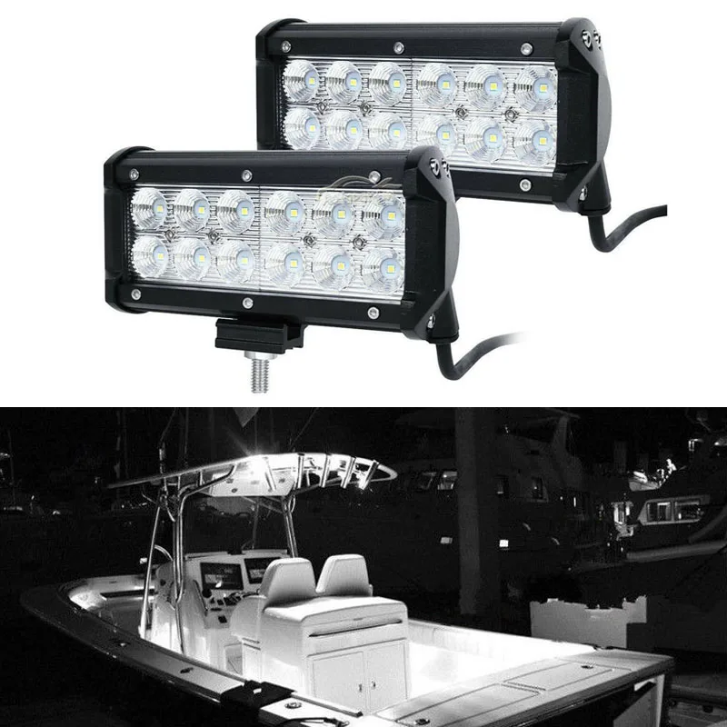 2PCS Spreader LED 12V 18W BLACK Spot Light Deck//Marine Lights for Boat