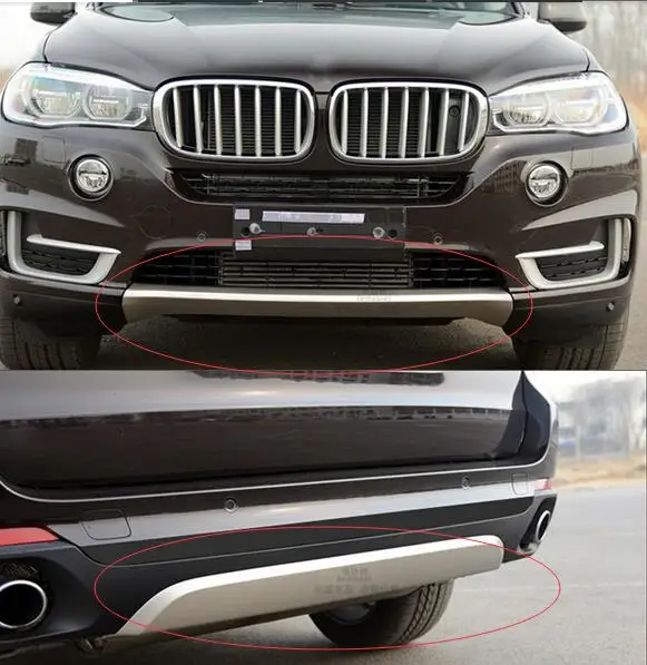 

Lapetus Chrome Front & Rear Bumper Skid Protector Guard Plate Kit Accessories Exterior Fit For BMW X5 F15 2014 2015 2016