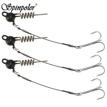 Spinpoler الصيد هوك مع ربط خط 7g/10g/15g/20g/25g /30g/50g الرصاص رئيس هوك مجموعة البحر الصيد هوك تستخدم في لينة دودة(China)