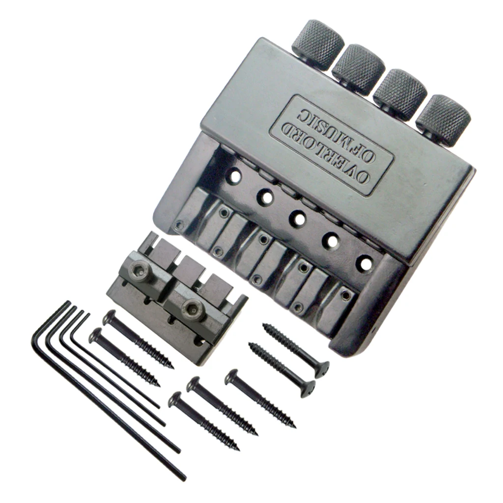 Black 4 String Bass Tailpiece Bridge System Saddle Headless Electric Bass Parts Accessory