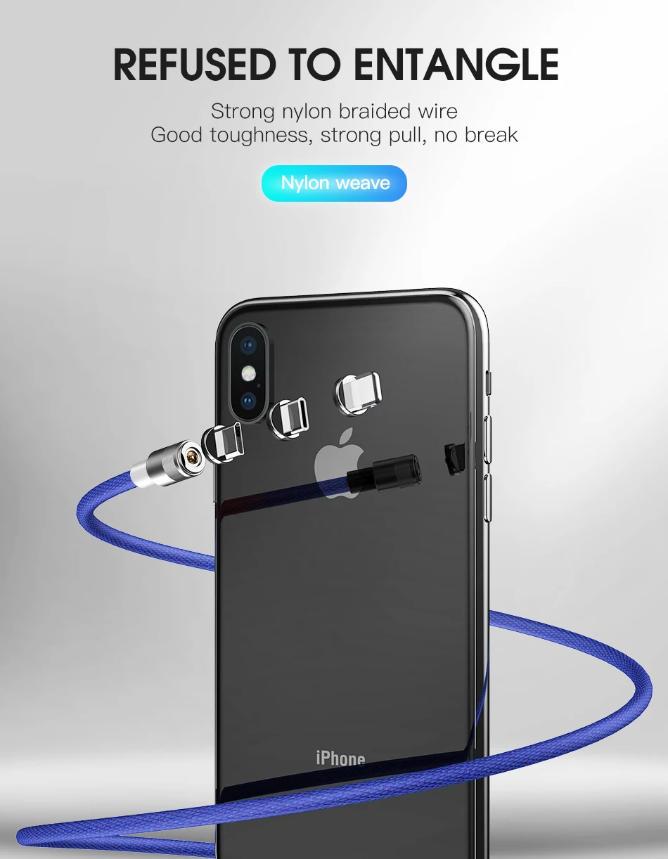 !ACCEZZ Magnetic Cable For Apple Micro USB Type C For iPhone X XS MAX XR 8 Samsung S10 S9 Fast Charging Phone Magnet Charger 1M (6)