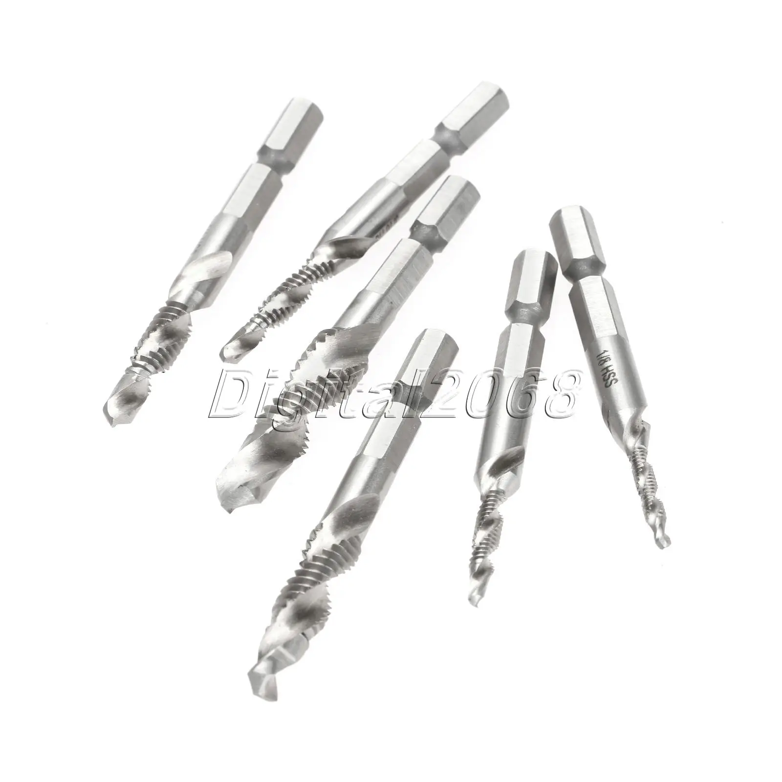 6pcs Drill Tap Bit Set Hss High Speed Steel Hole Tap Drill Countersink