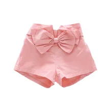 Новые летние шорты для девочек детские большие шорты с бантиком, хлопковая Корейская одежда для малышей шаровары, штаны