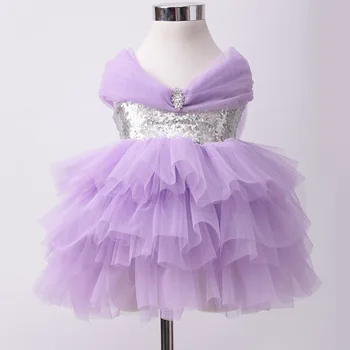 

2016 new brand style silver sequin purple tulle princess sparkle party dress in stock 5pcs/lot wholesale