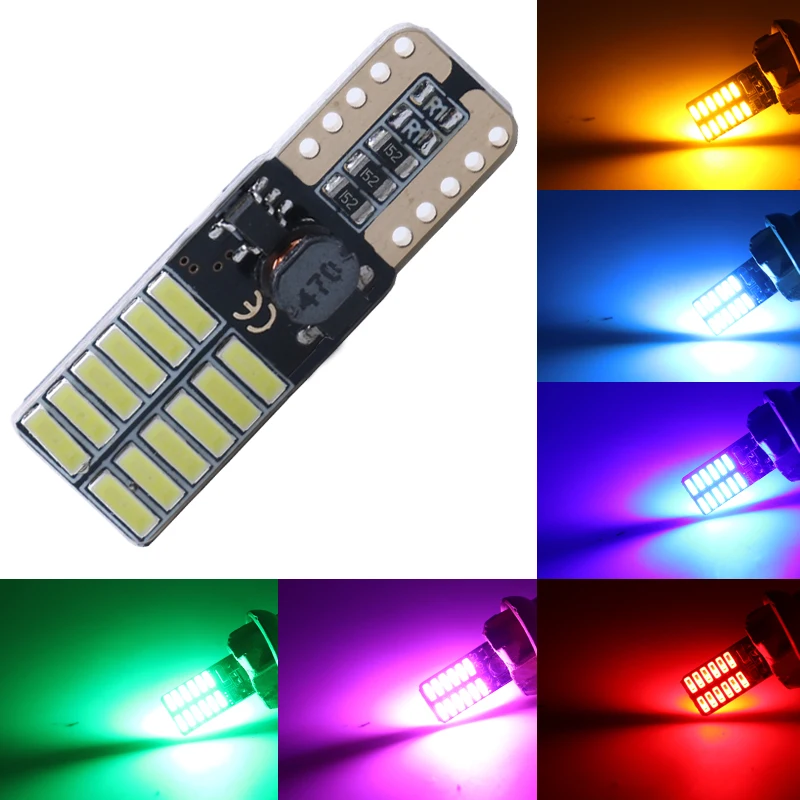 

Car LED T10 194 W5W Canbus 24 SMD 4014 No Error T10 Led Light Bulb Parking Auto Lamps Reading Lights 12V white yellow blue