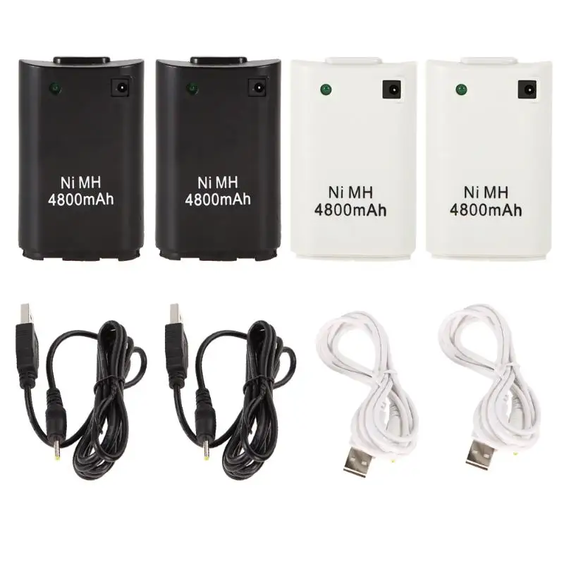 

2 X USB Charger Cable + Rechargeable Battery for XBOX360 Wireless Controller for Microsoft Xbox 360 Wireless Controller