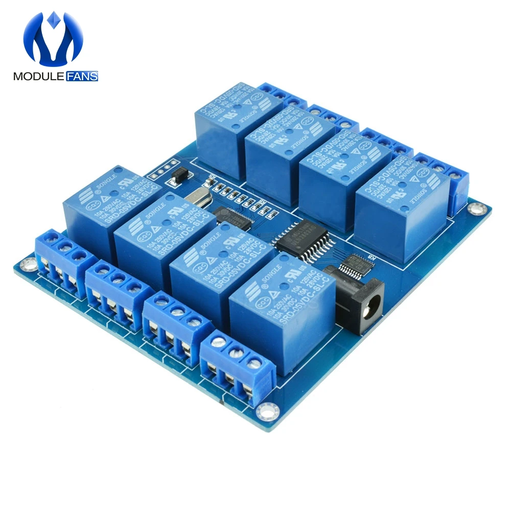 

DC 5V 10A Micro USB 8 CH 8 Way Channel Relay Upper Computer ICSE014A 8-Channel Relay Serial Port Board Module 8 Way