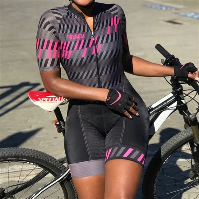 

triathlon skinsuit summer sports women short sleeve cycling jersey set jumpsuit roupa ciclismo feminina uniforme