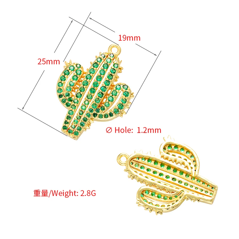 ZHUKOU 19x25 мм сверкающий зеленый пустынный кактус хрустальный кулон для ювелирных аксессуаров изготовление фурнитура модель: VD428