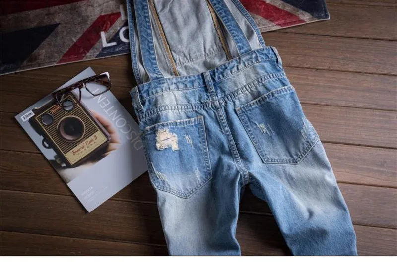 2019 новый европейский и американский ретро-инструмент джинсовые подтяжки для мужчин весна осень обтягивающие рваные джинсы корейский