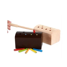 Montessori Children's fun wooden magnetic early education toy catching insect game puzzle desktop interactive toys