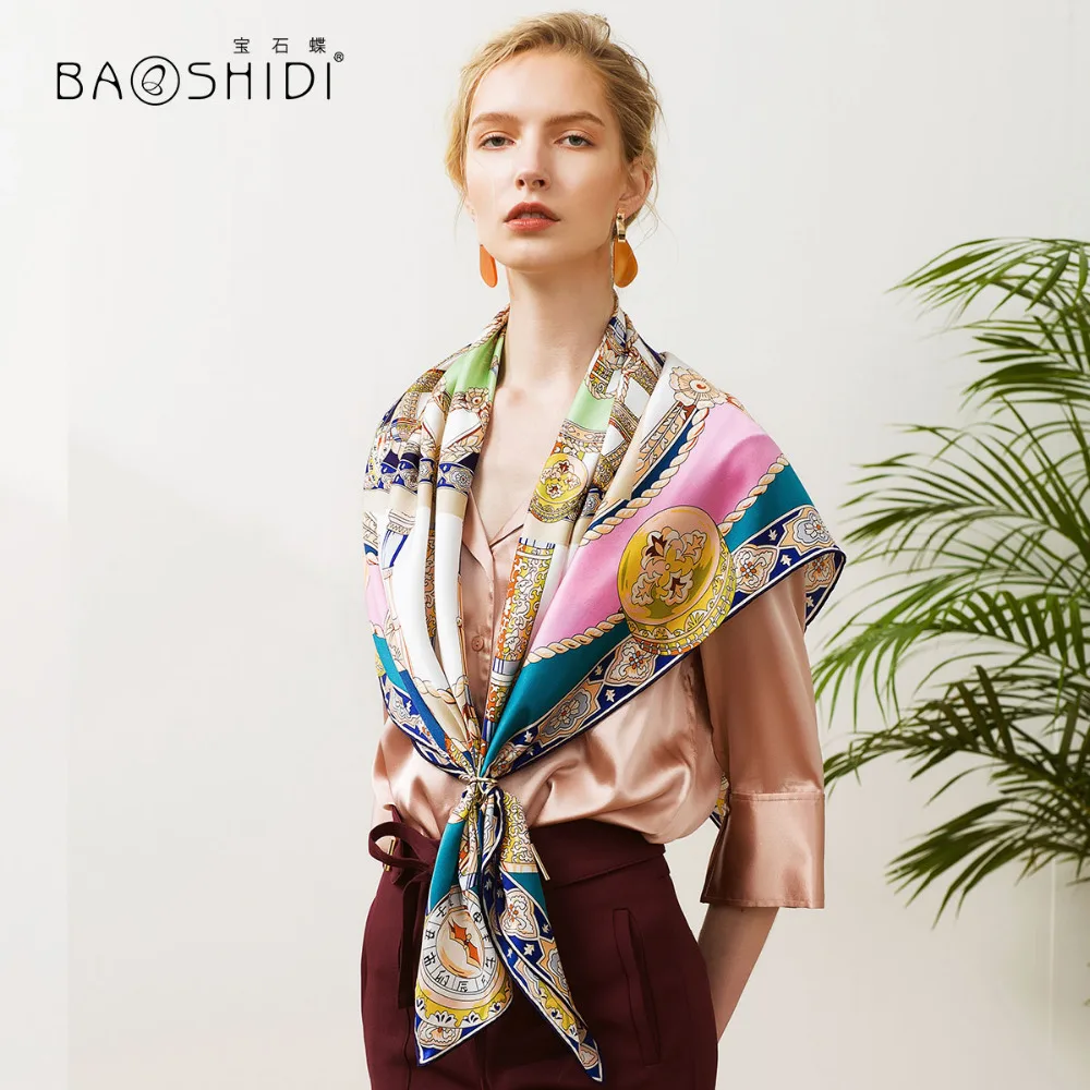 [BAOSHIDI] роскошный брендовый платок Новое поступление 2018 большой квадратный шарф
