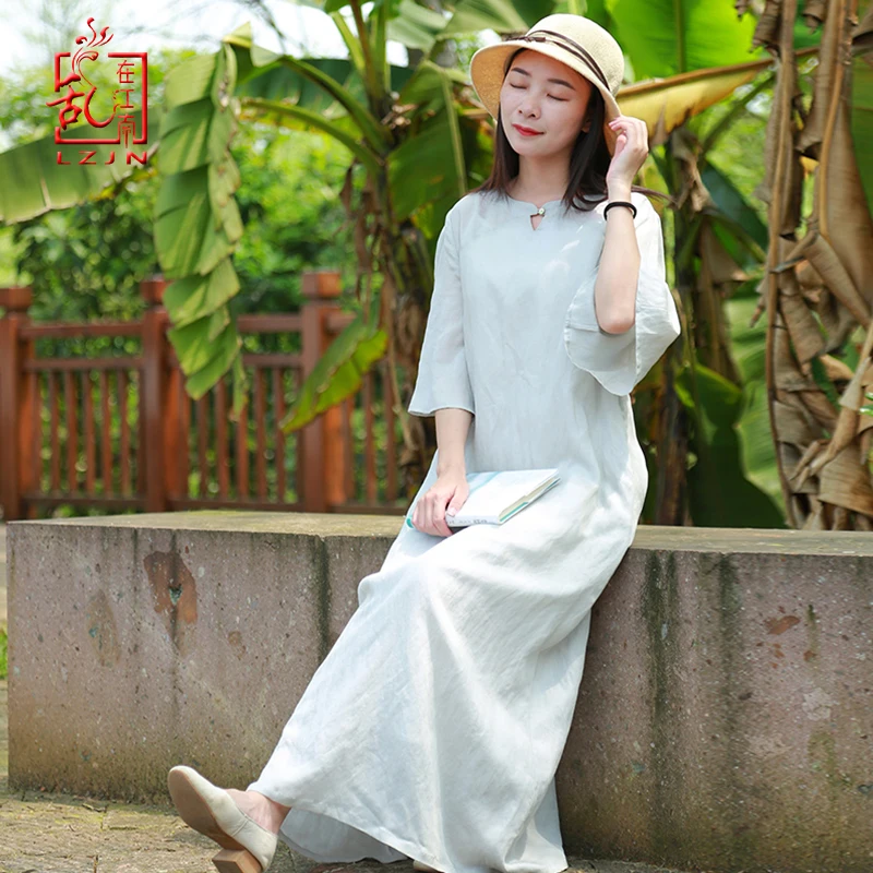 

LZJN Women Waist Belted Bell Sleeve Waist Belted Bell Sleeve Block Flounce Dress Casual Elegant Women Summer Maxi Lady Dresses
