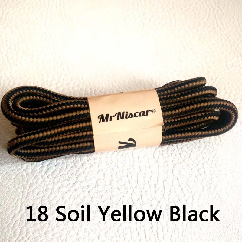 Mr. Niscar/1 пара модных ботинок, полиэфирные шнурки, круглые уличные повседневные шнурки для спортивной обуви, Круглые двойные полосатые шнурки - Цвет: Soil Yellow Black