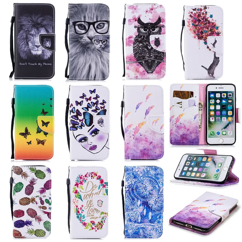ARYIKUM живопись PU чехол для Coque Apple Iphone Iphone7 Iphone8 7 8 плюс задняя крышка кошелек телефон