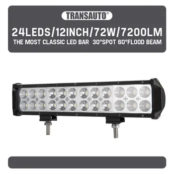 

12 INCH LED Light Bar Spot Flood Combo 72W Work Light Driving Offroad Lighting Waterproof for SUV ATV Truck Boat Jeep 12V 24V