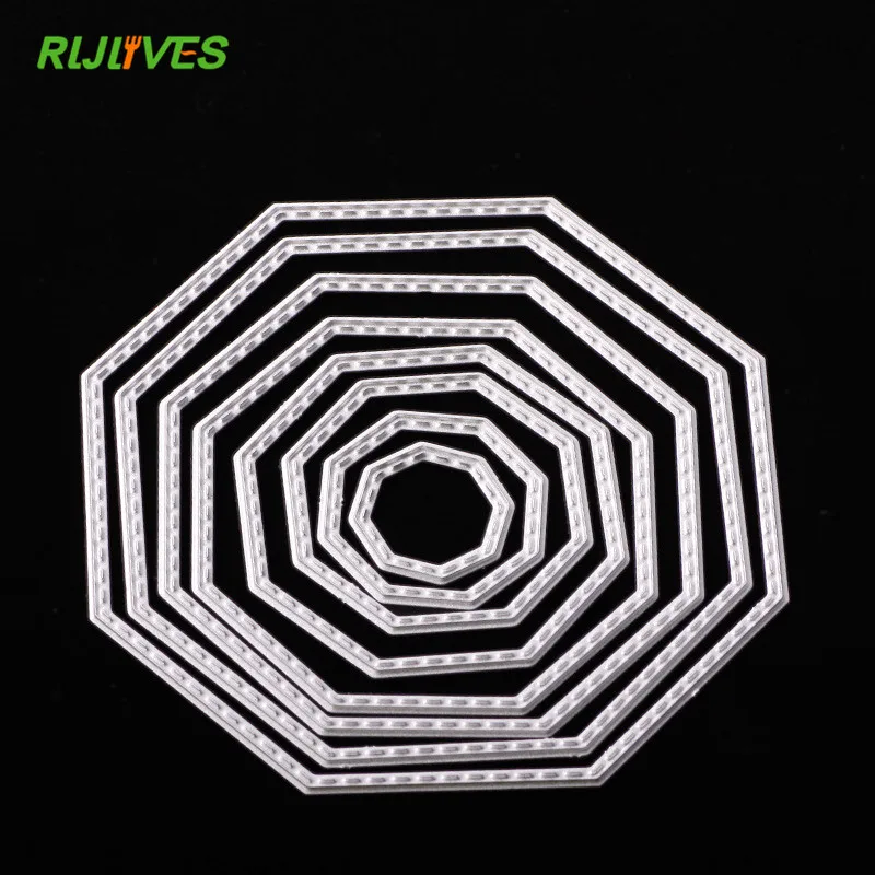 

1Set(8Pcs) Octagon Metal Cutting Dies Stencils DIY Scrapbooking Album Decorative Embossing Paper Cards Die Cutting Template