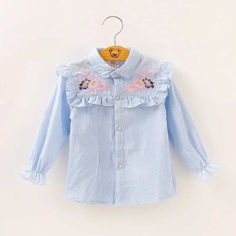 

Princess shirts girls children 2018 spring new floral embroiderr cotton blouse shirt for 1-5 years children girl fashion outwear